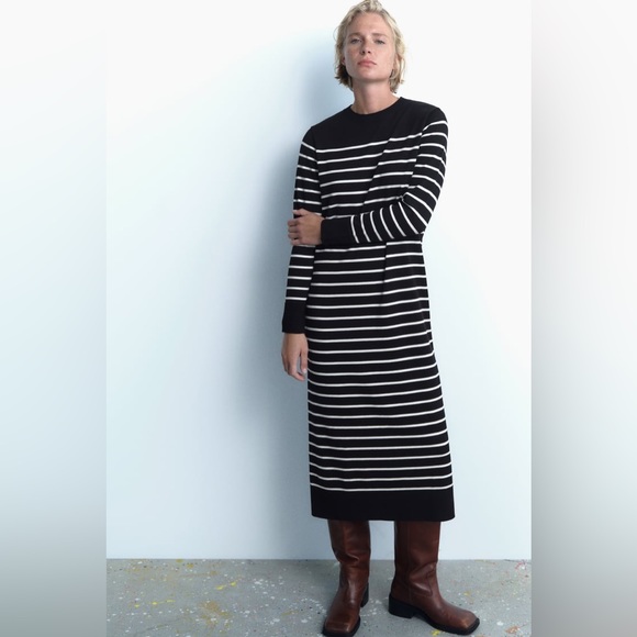 Parisian Striped Knit Dress New - Picture 1 of 4